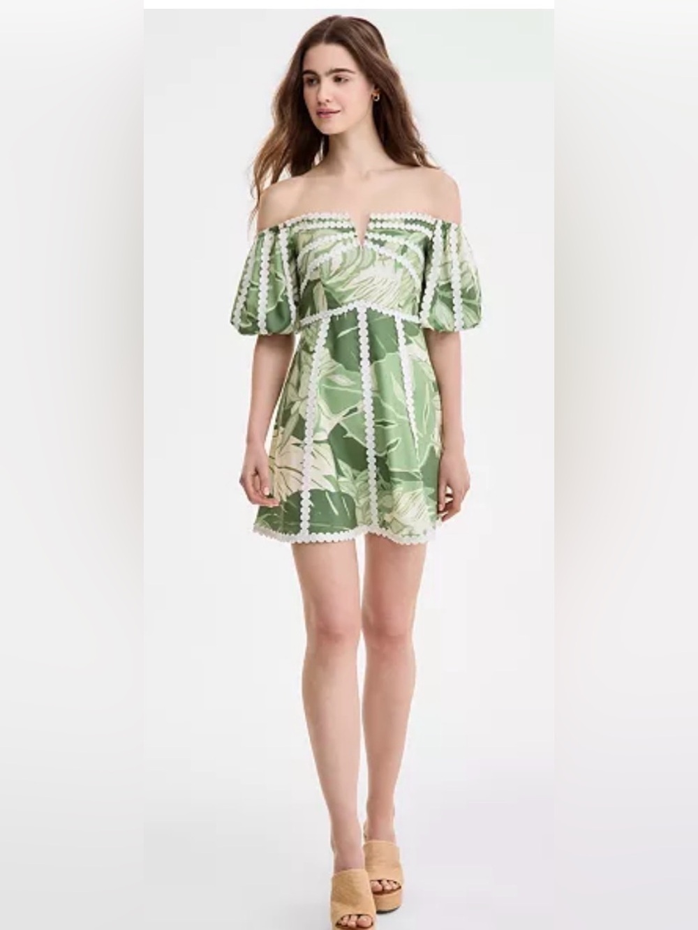 RACHEL Rachel Roy Green Tropical Off-Shoulder Mini Dress